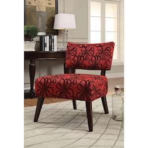 Acme Furniture Able Accent Chair In Red Floral Fabric A1 Furniture Mattress Upholstered Chairs