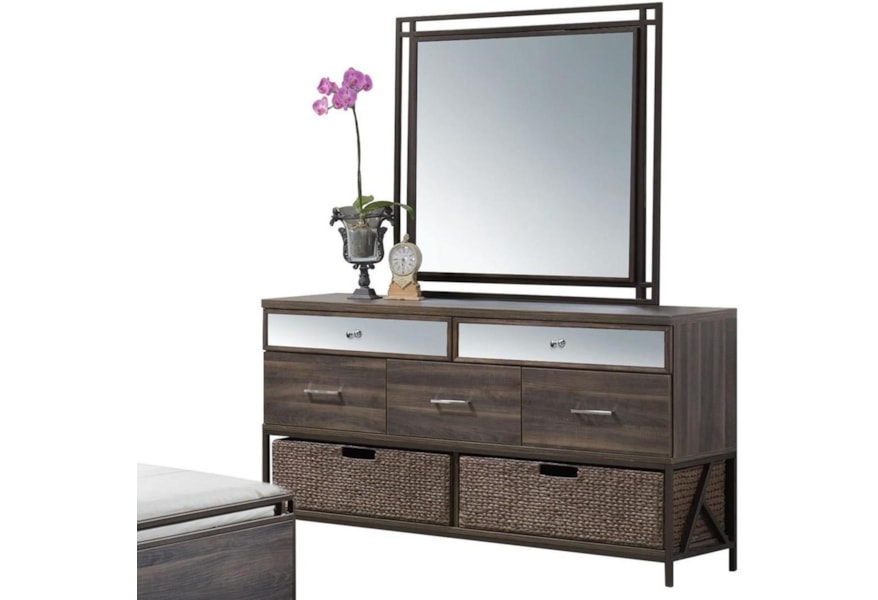 Acme Furniture Adrianna Contemporary Dresser And Mirror Set