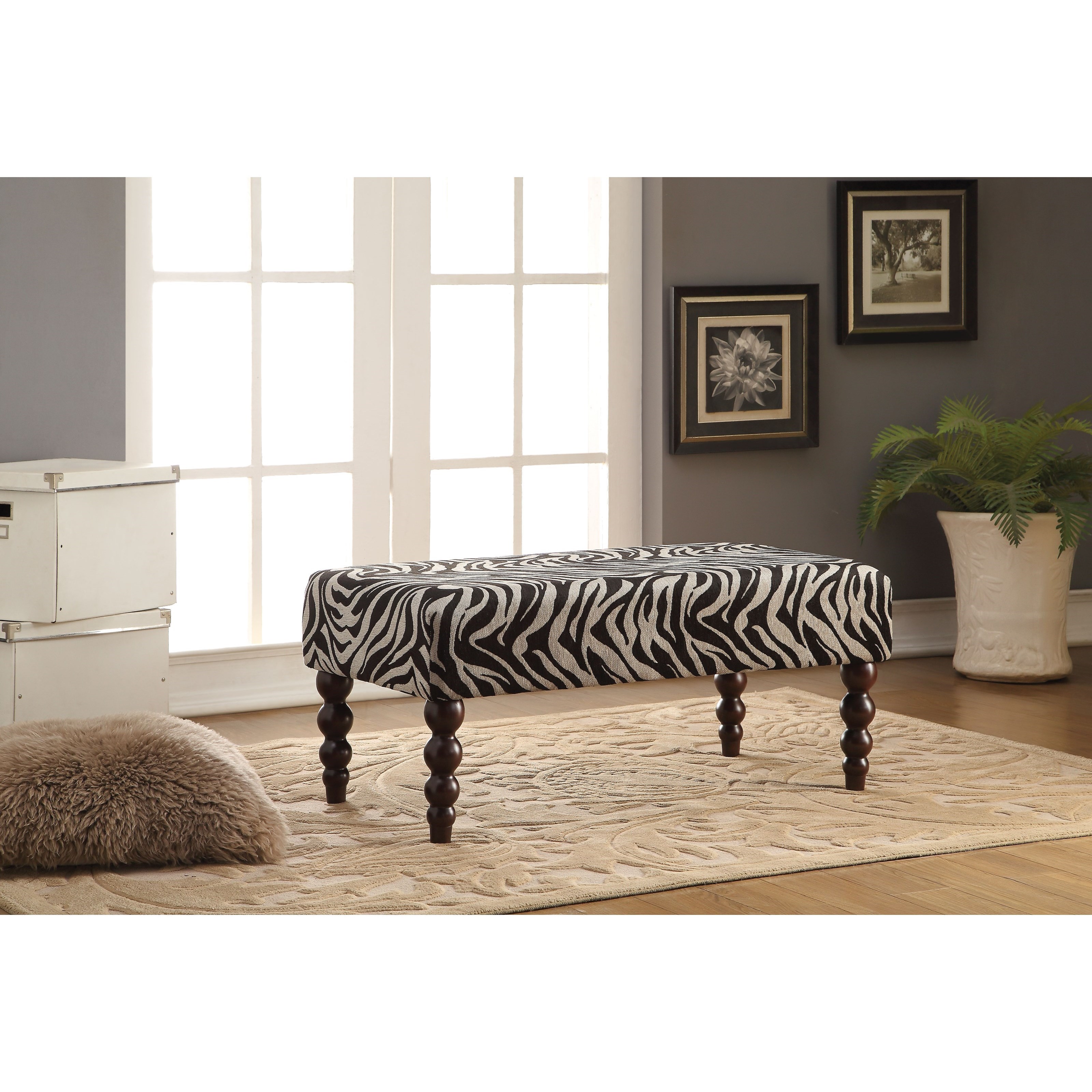 Acme Furniture Alysha Transitional Zebra Print Bench Rooms For