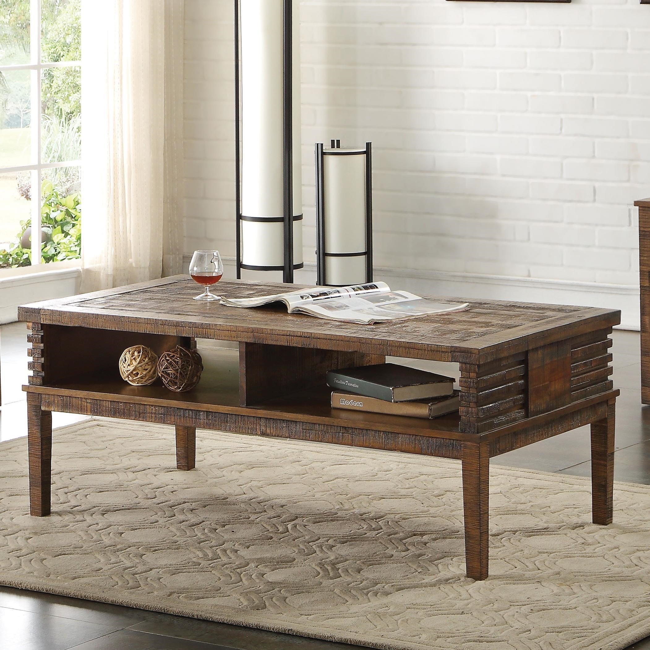 Acme Furniture Andria Modern Rustic Industrial Coffee Table With 2