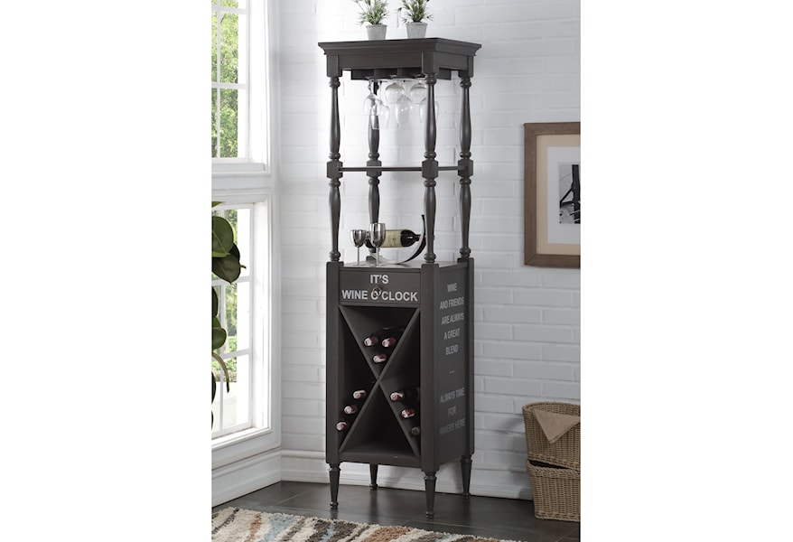 Acme Furniture Anthony 97460 Wine Cabinet With Bottle And Glass