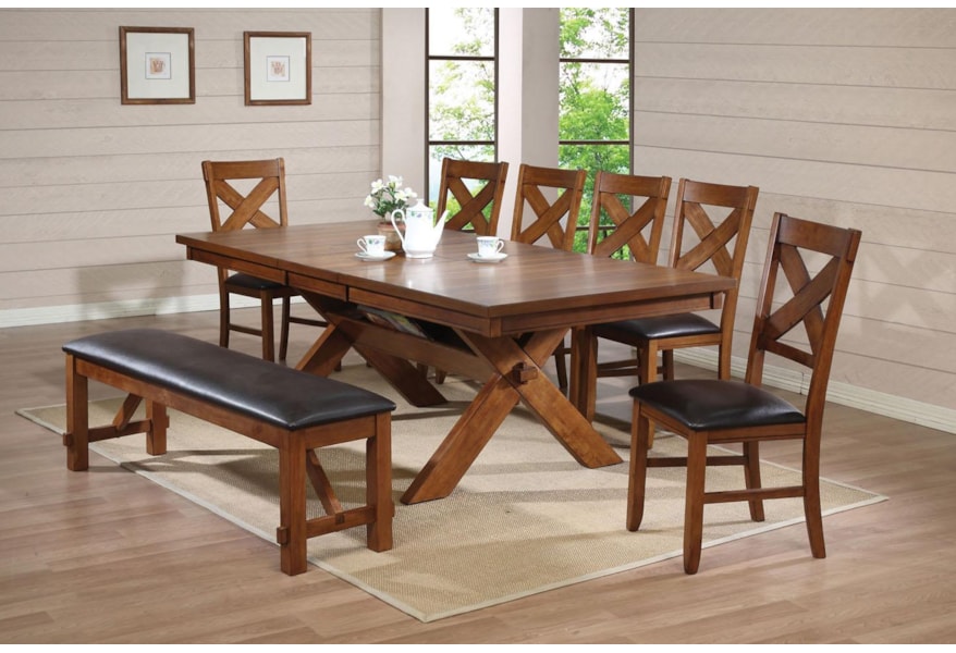 Acme Furniture Apollo 70000 Distressed Oak Dining Table With