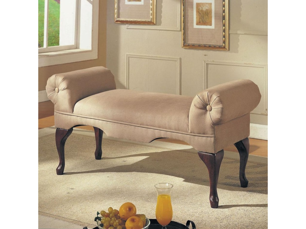 Acme Furniture Aston Traditional Rolled Arm Bench With Cabriole