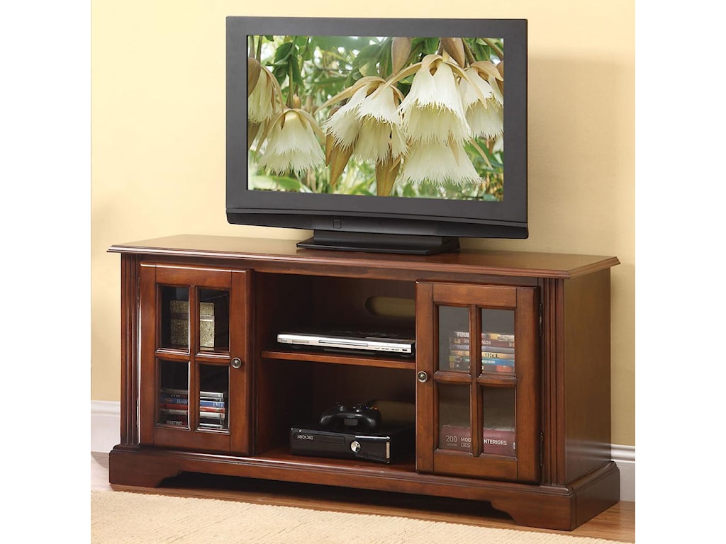 Acme Furniture Basma Tv Stand With 2 Glass Doors Rooms For Less