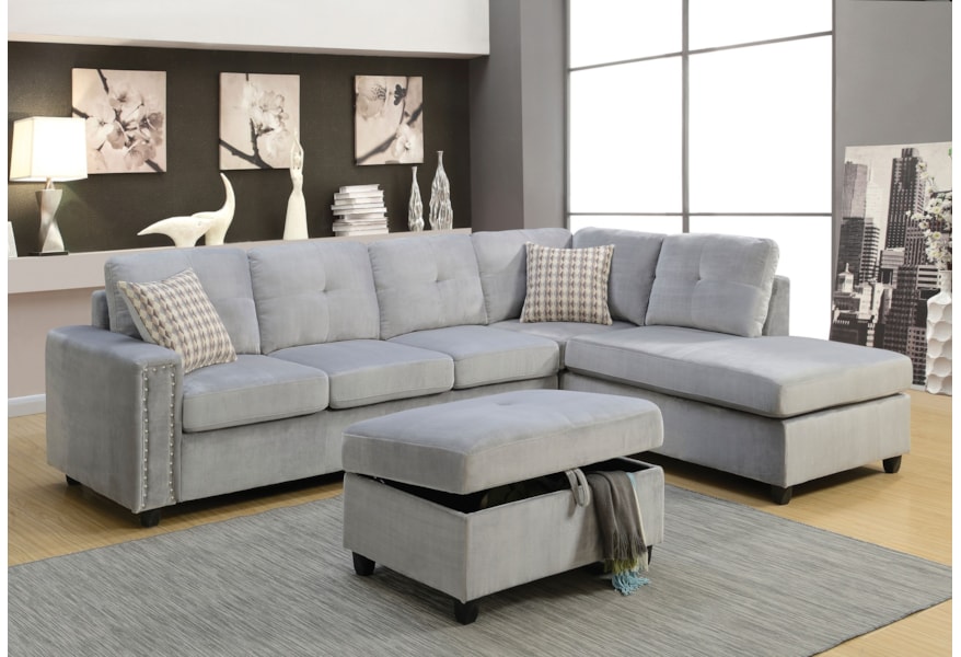 Acme Furniture Belville Sectional Sofa w/Pillows | Rooms for Less | Sectional Sofas