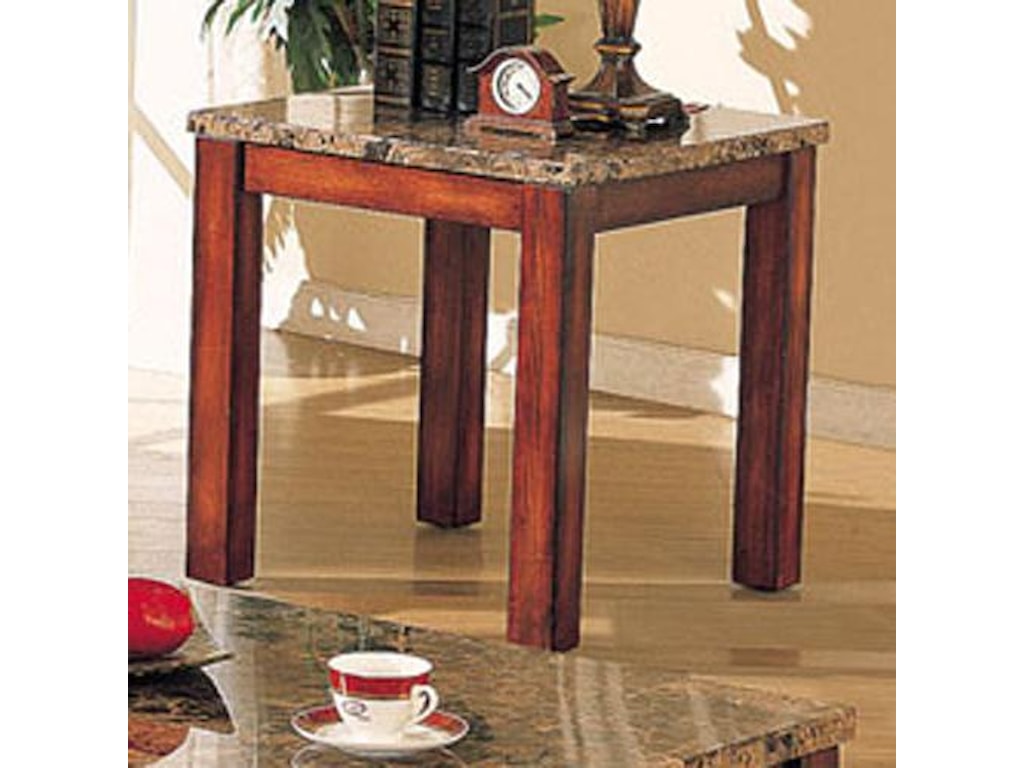 Acme Furniture Bologna Brown Marble End Table With Wood Block Legs Acme Furniture Bolognamarble End Table