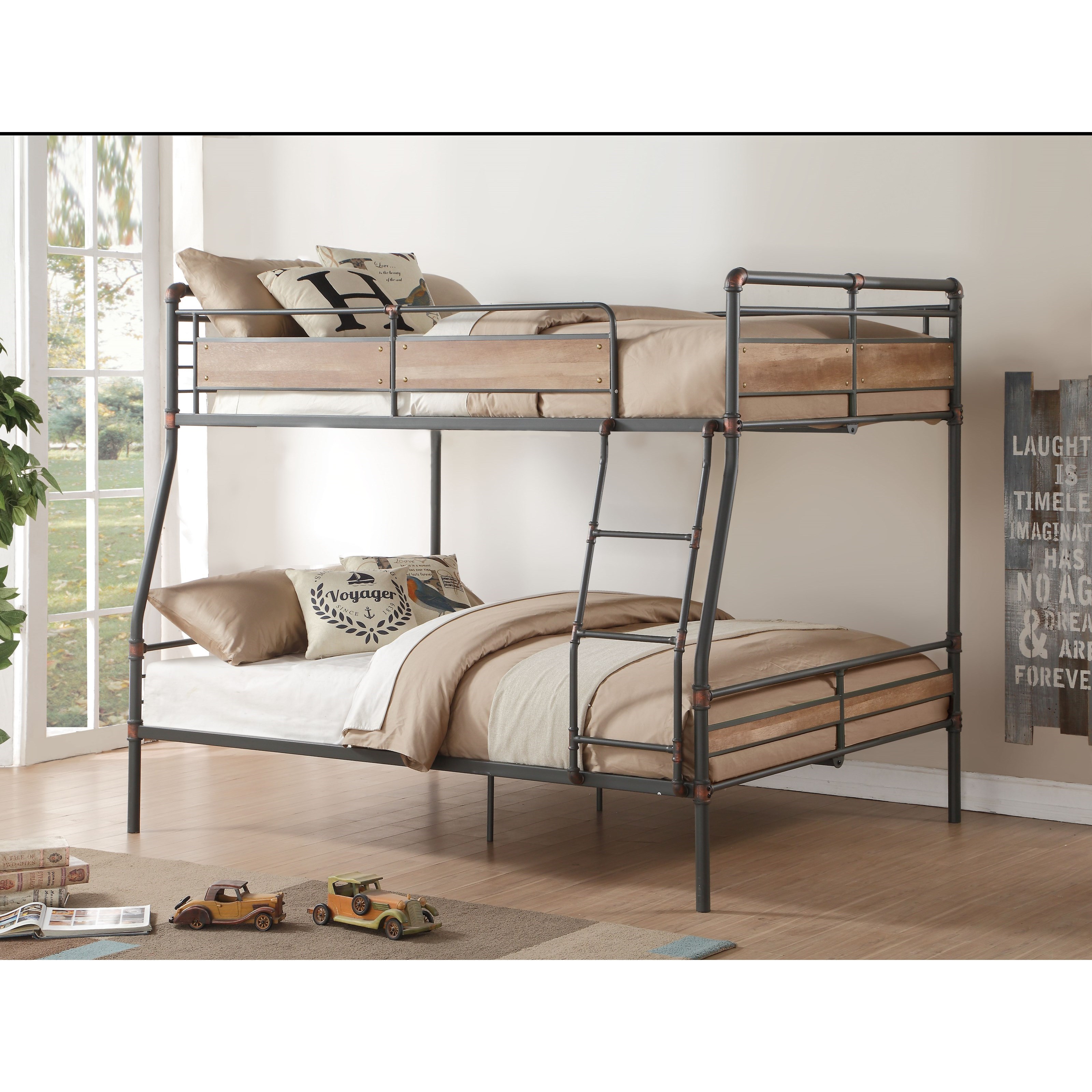 Acme Furniture Brantley Ii Industrial Full Xl Over Queen Bunk Bed Rooms For Less Bunk Beds