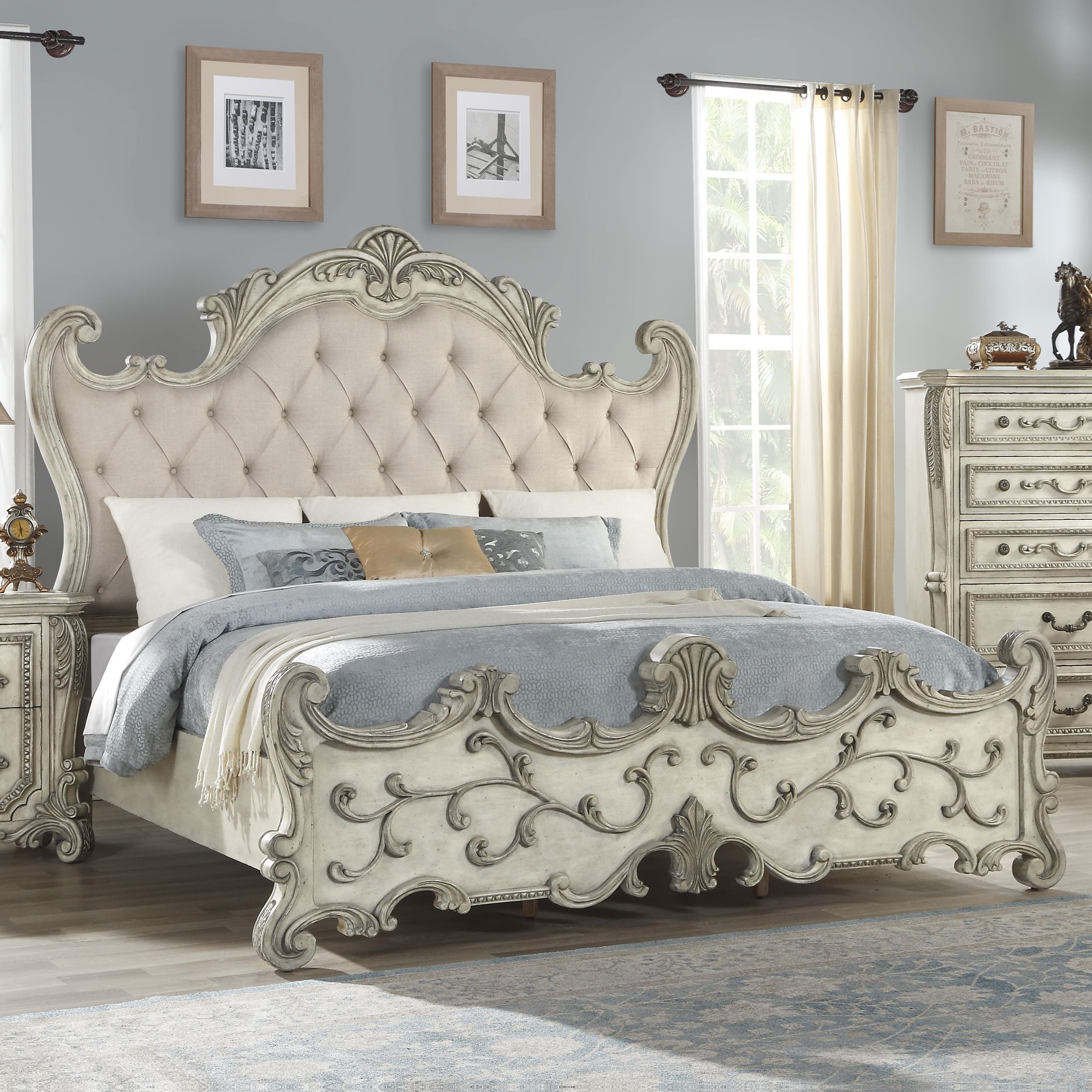 Antique White Queen Bed Frame