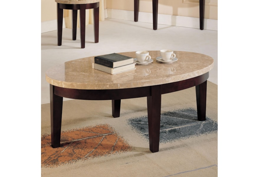 Acme Furniture Britney Transitional Oval White Marble Top Coffee Oval White Marble Top Coffee