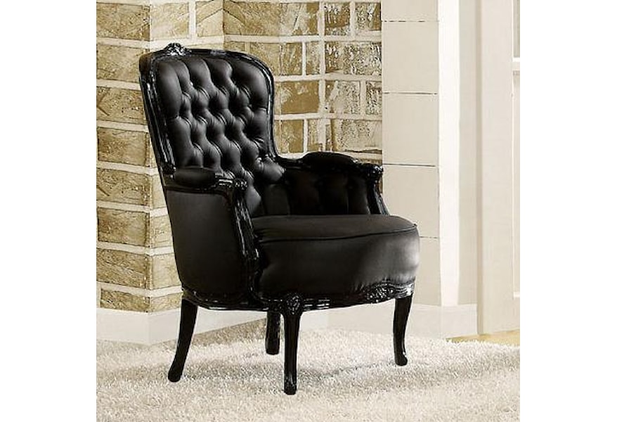 Acme Furniture Cain 59148 Black Accent Chair W Pillow Arms Corner Furniture Upholstered Chairs