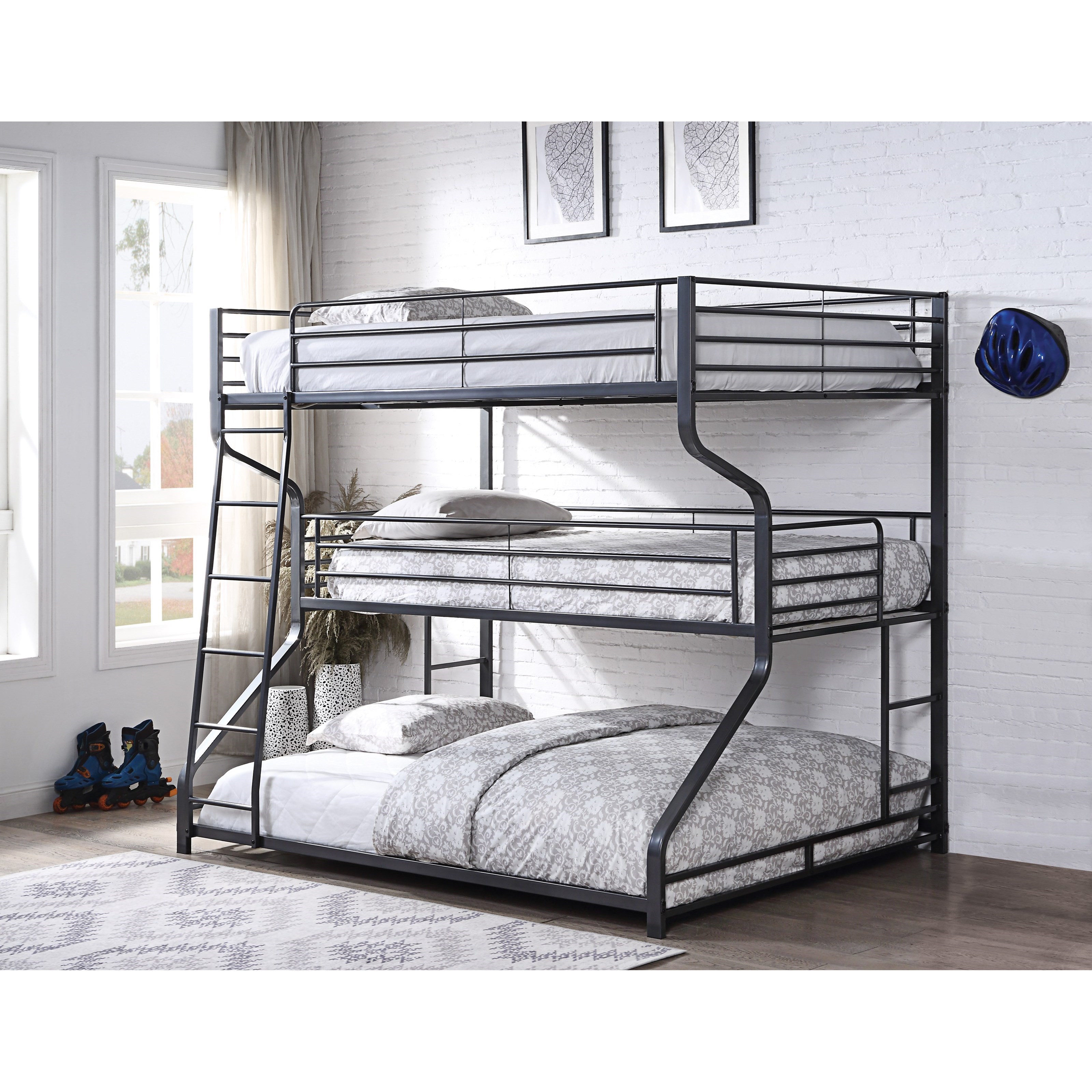 triple bunk bed with stairs