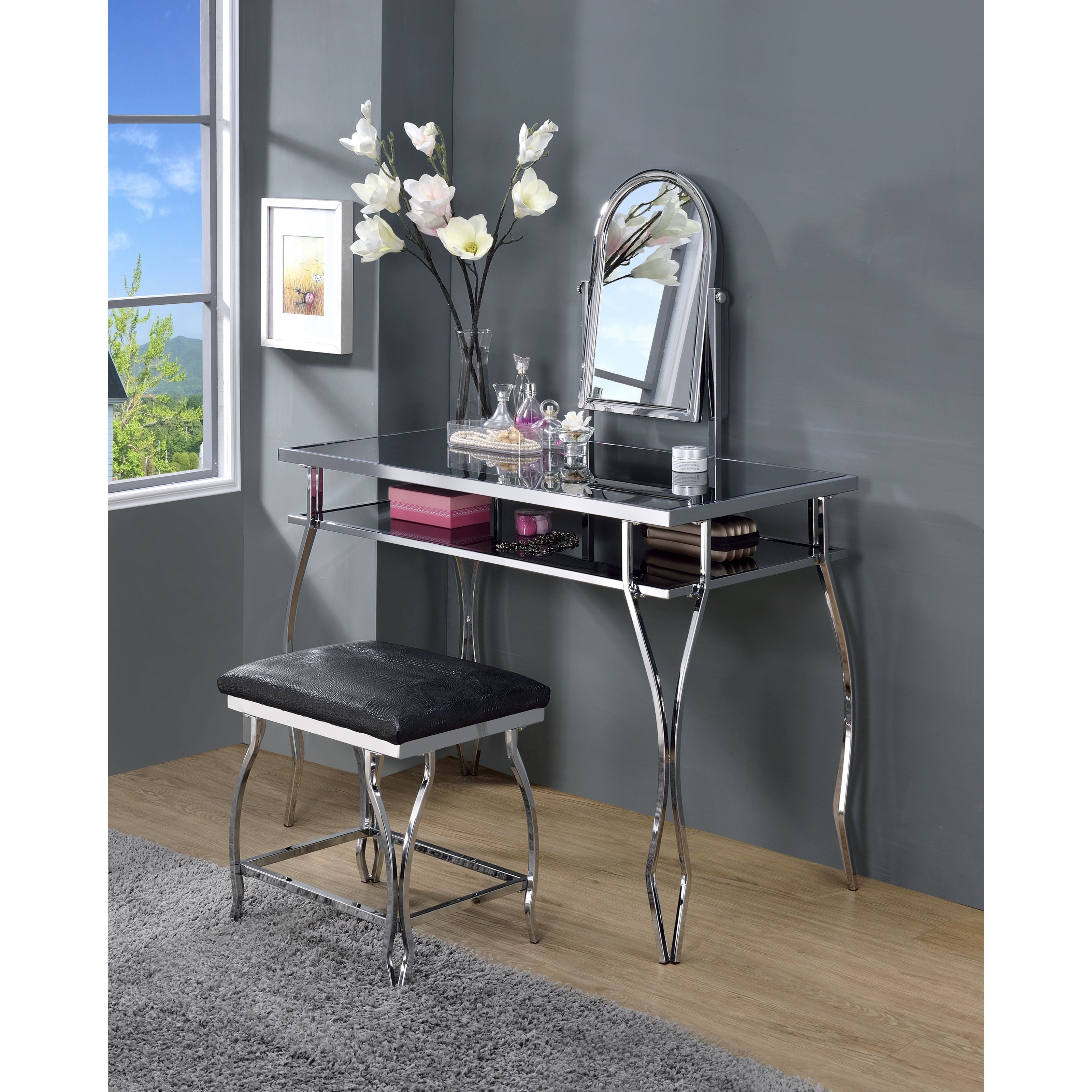 Acme Furniture Carene 90312 Contemporary Vanity Set With Faux