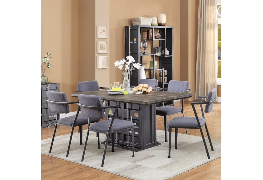 Acme Furniture Cargo 77900 6x77902 7 Piece Table Set Corner Furniture Dining 7 Or More Piece Sets