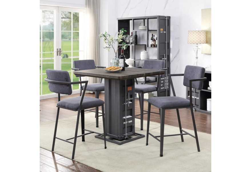 Acme Furniture Cargo 77905 4x77907 5 Piece Counter Table Set Del Sol Furniture Pub Table And Stool Sets