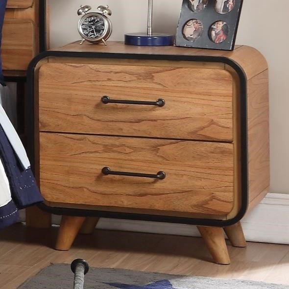 Acme Furniture Carla Mid Century Modern 2 Drawer Nightstand