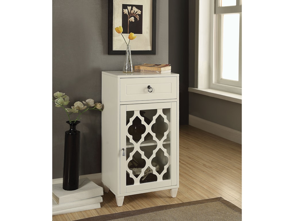 Acme Furniture Ceara Contemporary Side Table Cabinet With Glass