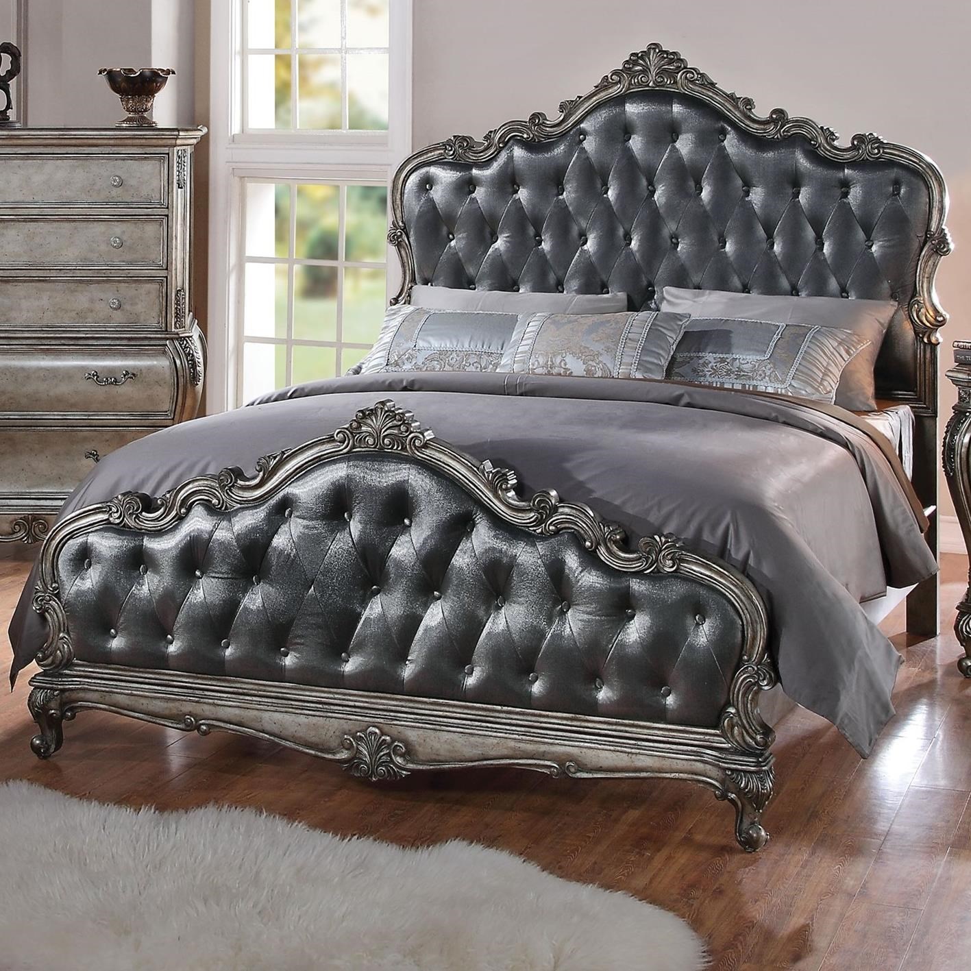 Acme Furniture Chantelle Upholstered California King Bed With Tufted Headboard Rooms For Less Panel Beds