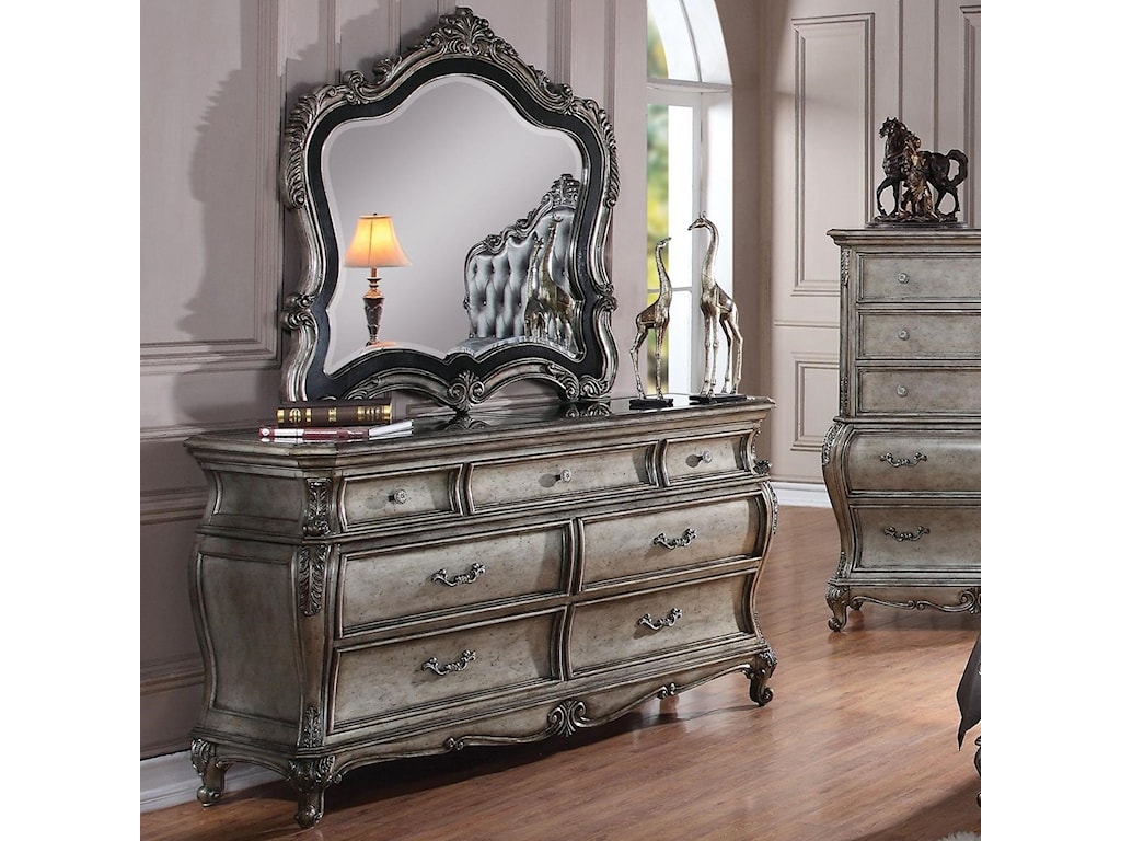 Acme Furniture Chantelle 7 Drawer Dresser With Granite Top And