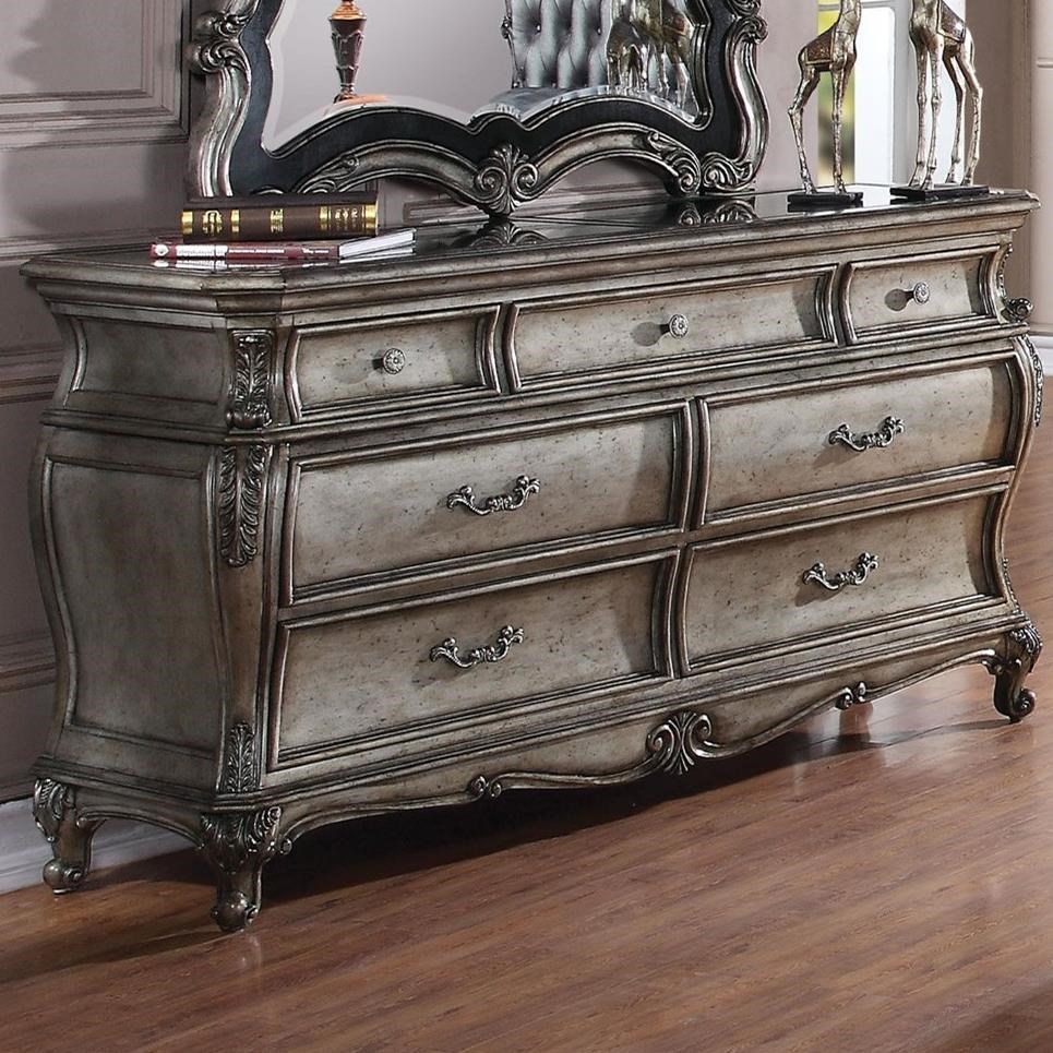 Acme Furniture Chantelle 7 Drawer Dresser With Granite Top Rooms For Less Dressers