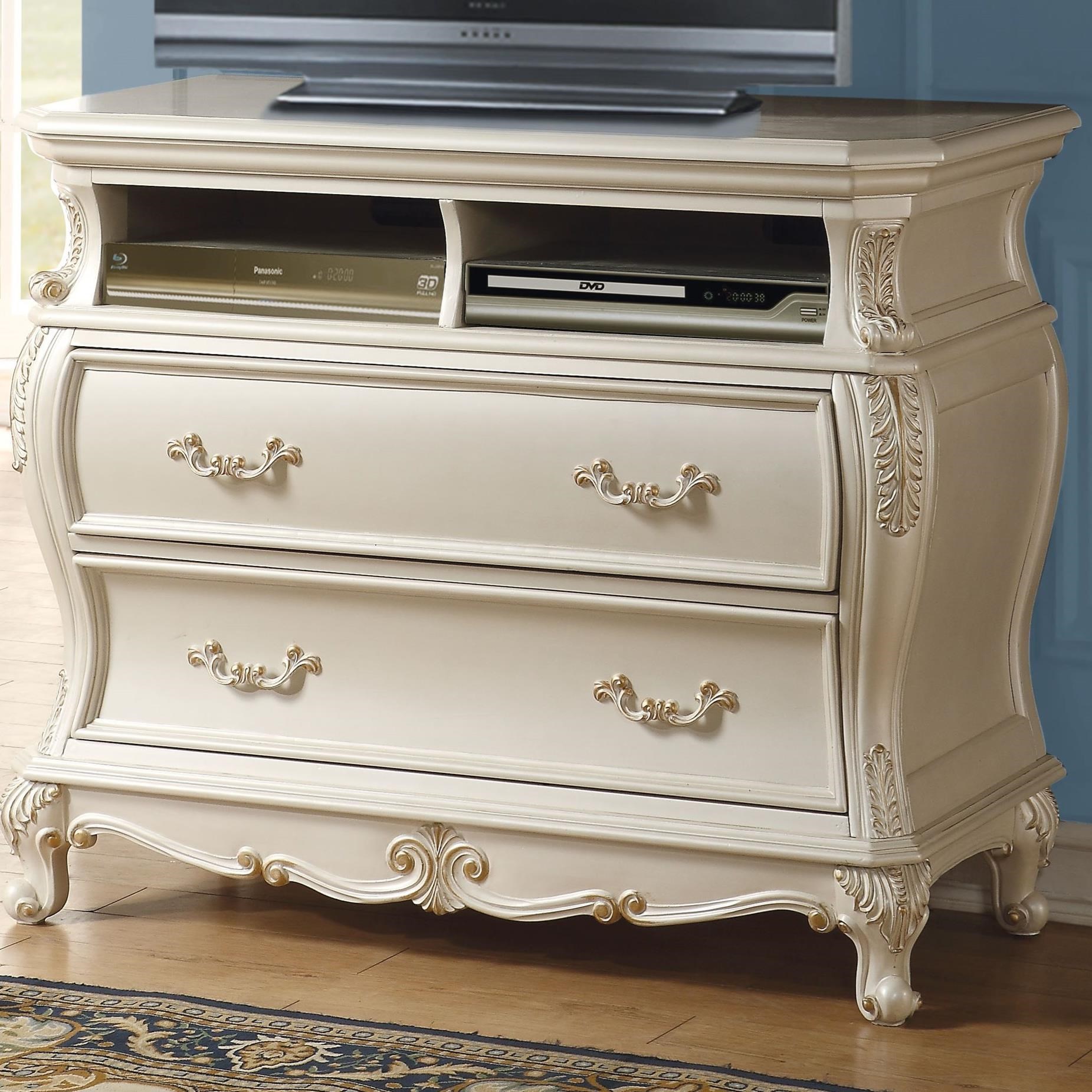 Acme Furniture Chantelle 2 Drawer Tv Console With Felt Lined Top