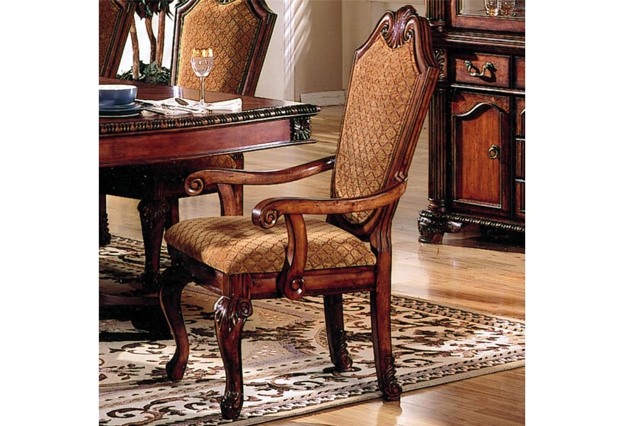 Acme Furniture Chateau De Ville Shield Back Dining Arm Chair With Fabric Seat And Back Dream Home Interiors Dining Arm Chairs