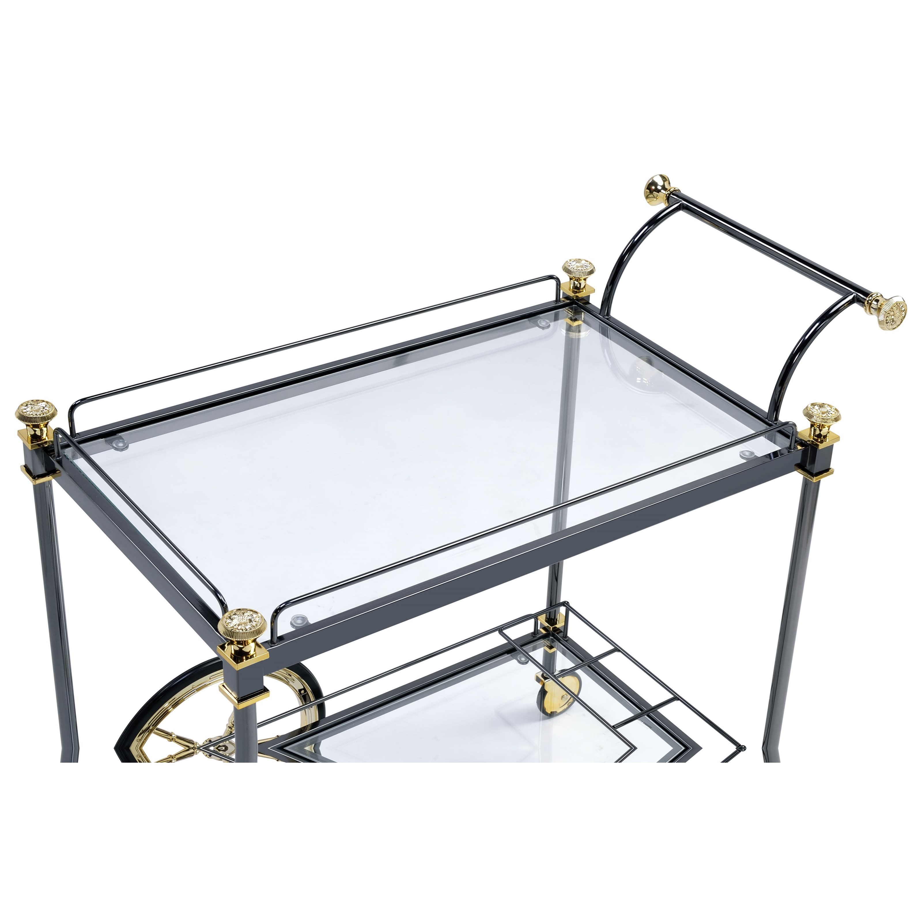Acme Furniture Cyrus 98370 Metal And Glass Bar Serving Cart