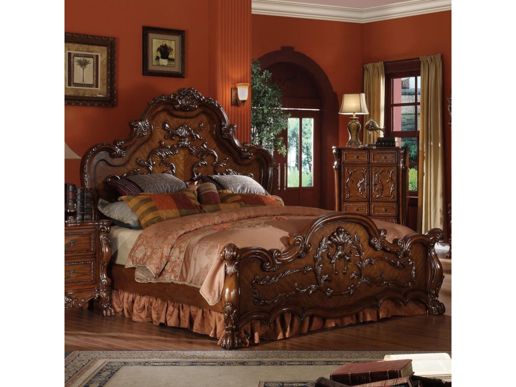 Acme Furniture Dresden 12137EK King Carved Bed Del Sol Furniture