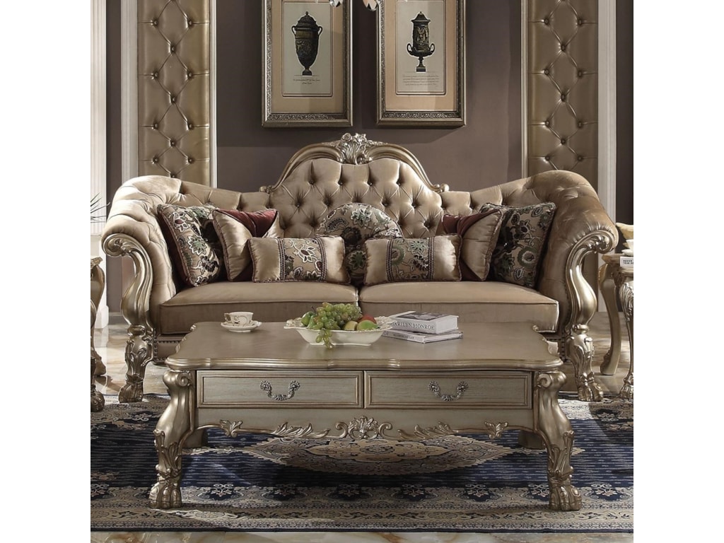 Dresden Traditional European Style Camel Back Sofa With 7 Pillows By Acme Furniture At Dream Home Interiors