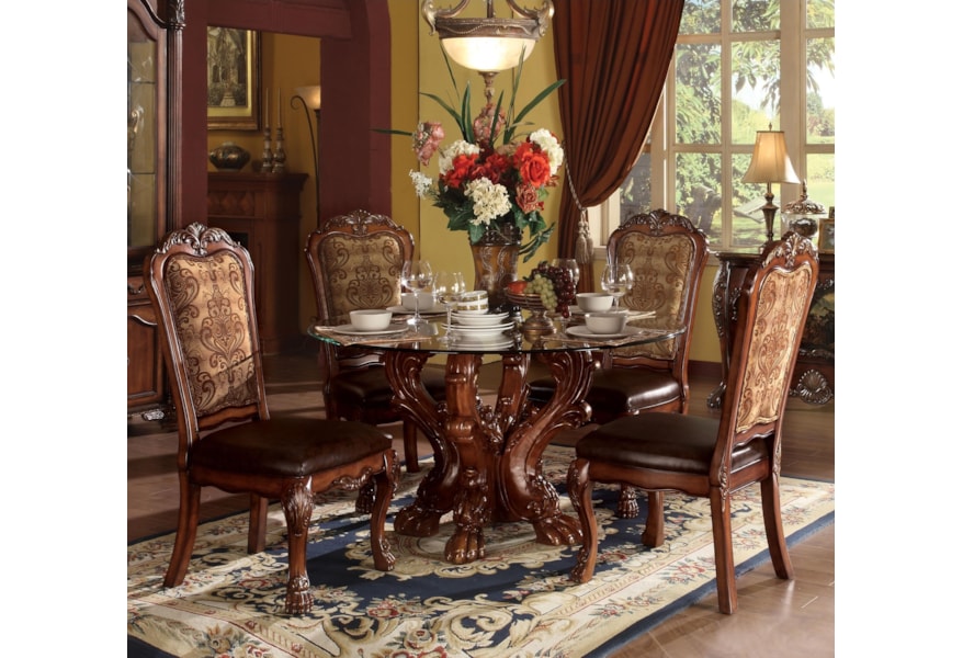 Acme Furniture Dresden Traditional 5 Piece Dining Table Set