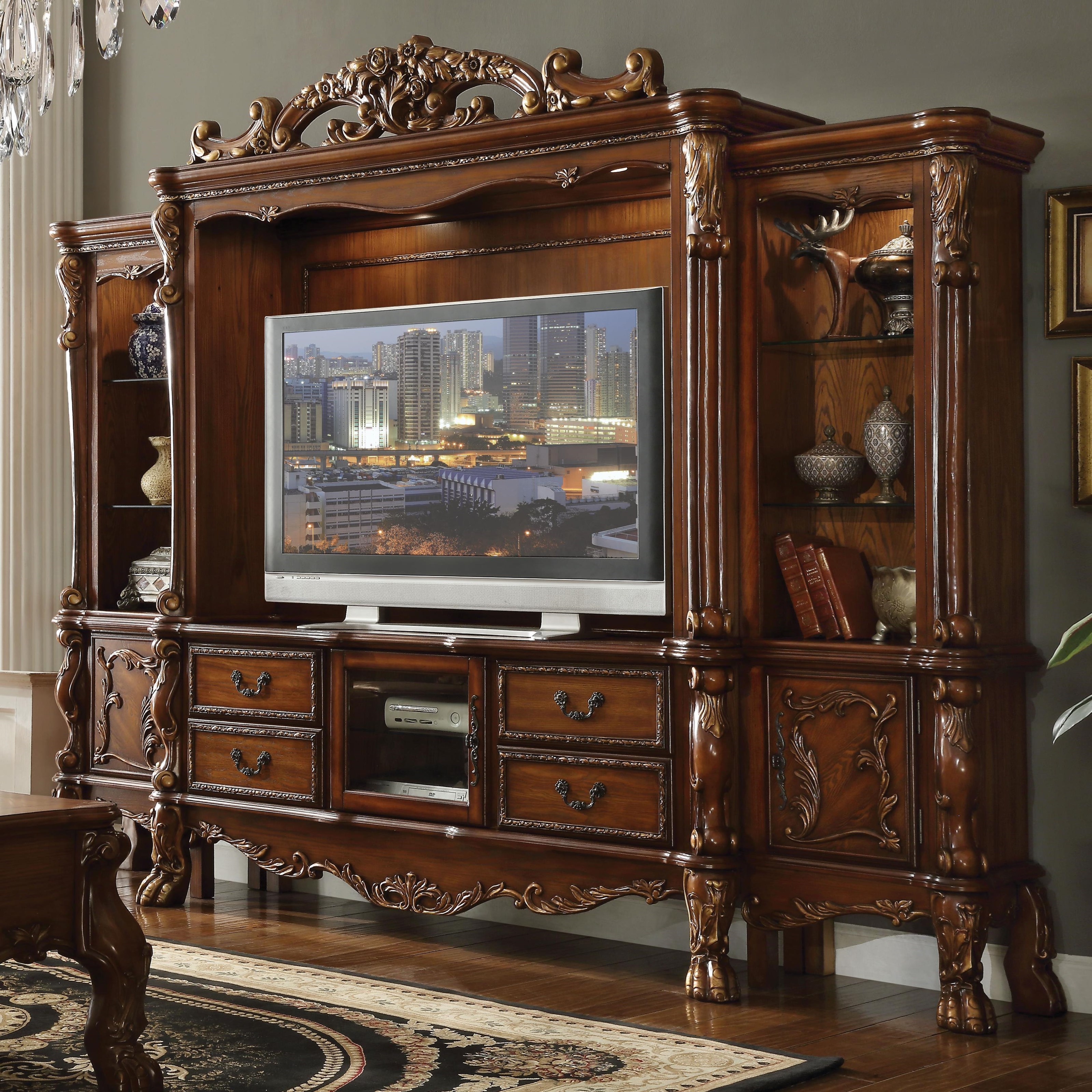 Acme Furniture Dresden Traditional European Style Carved Wood