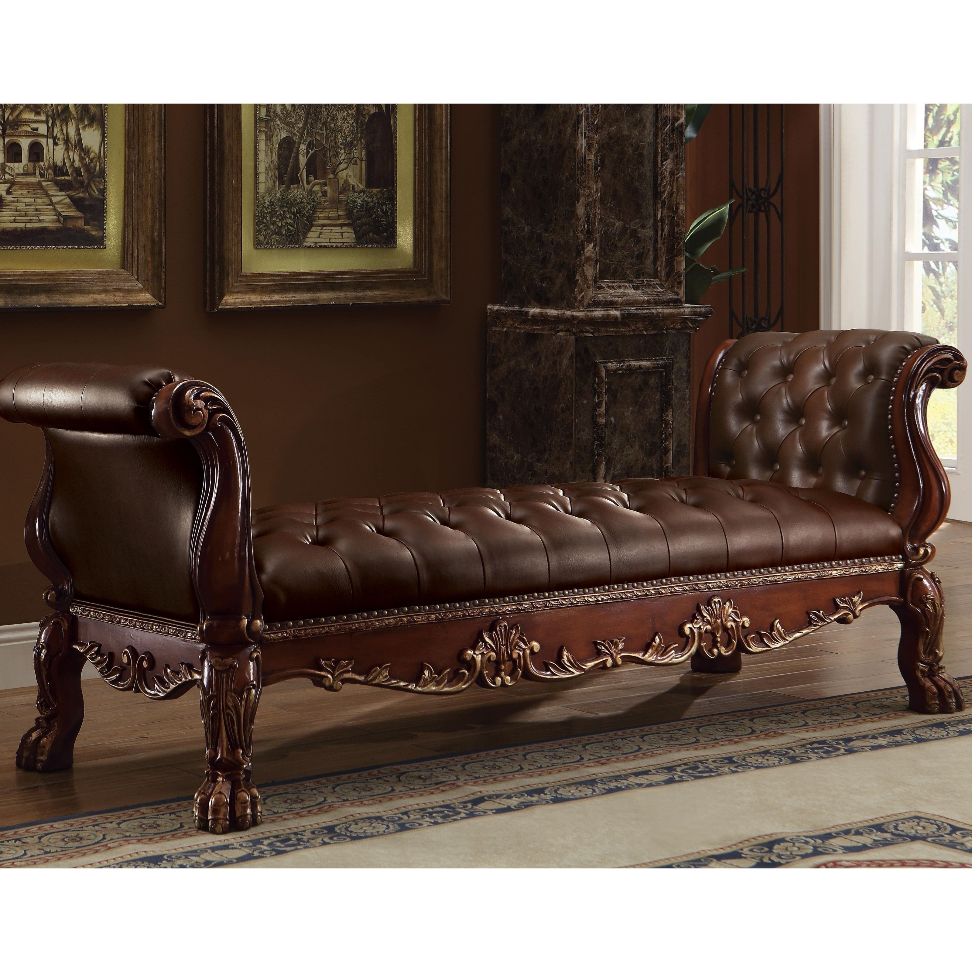 Acme Furniture Dresden Traditional European Style Tufted Bed Bench Rooms For Less Upholstered Benches