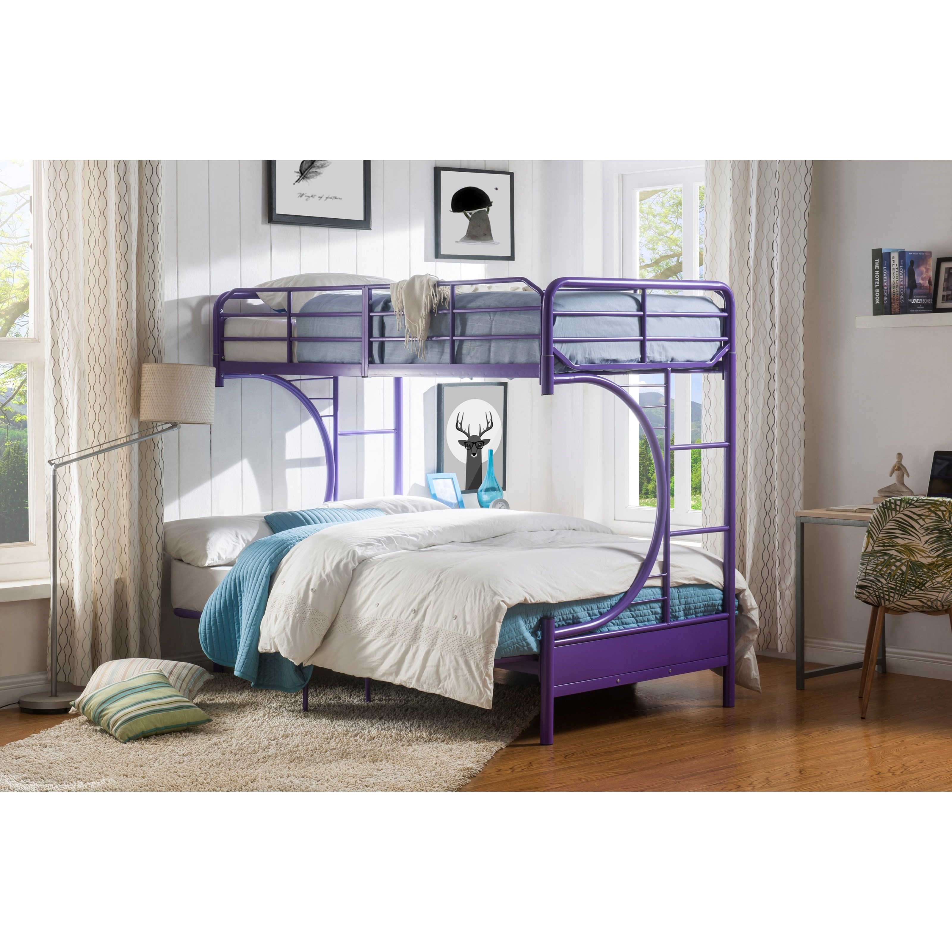 Acme Furniture Eclipse 02081pu Kid S Twin Over Full Bunk Bed With Futon Option Del Sol Furniture Bunk Beds