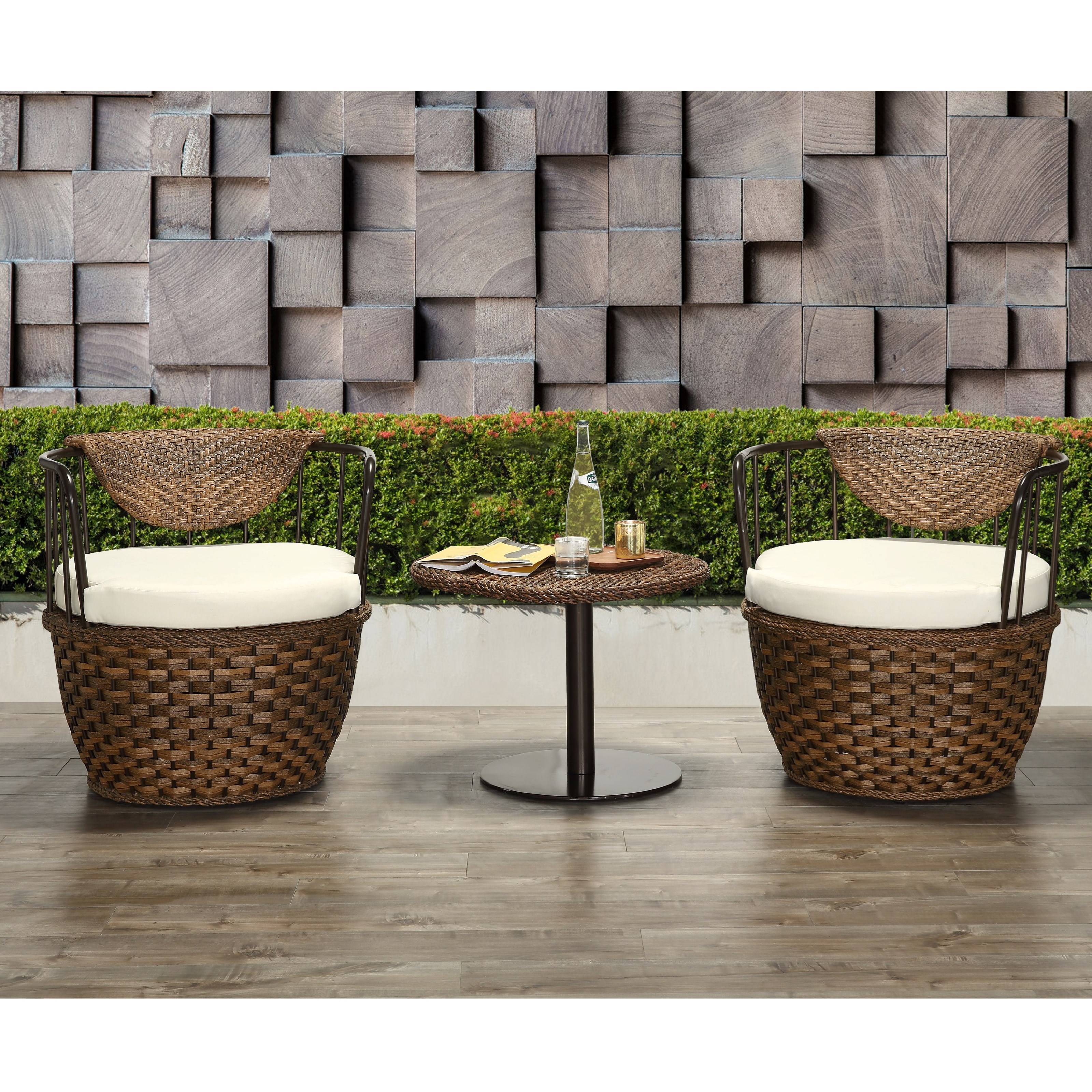 Acme Furniture Eskil 3pc Wicker Patio Set Rooms For Less Outdoor Conversation Sets Outdoor Chat Sets