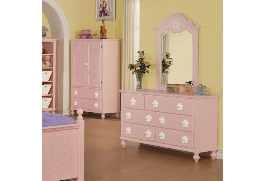 Acme Furniture Floresville Pink Dresser And Mirror Combo Dream