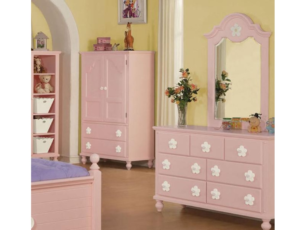 Floresville Pink Wh Flower Tv Armoire