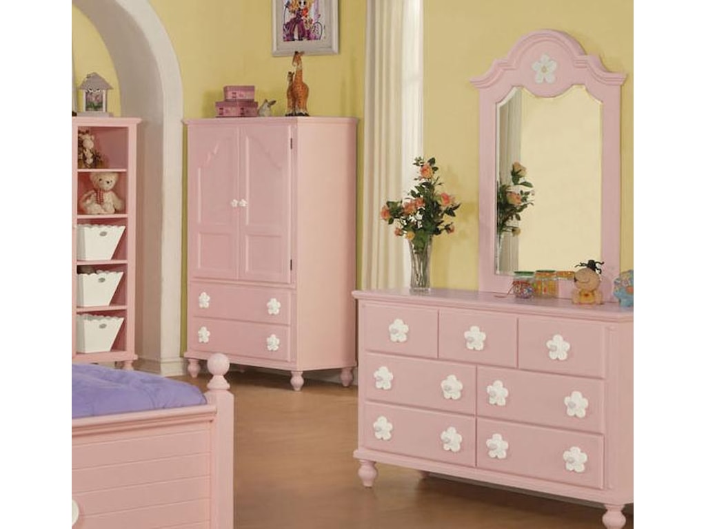 Acme Furniture FloresvillePink/Wh Flower Tv Armoire