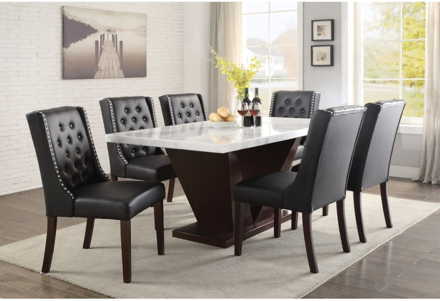 Acme Furniture Forbes Contemporary Dining Table With Marble Top Dream Home Interiors Dining Tables