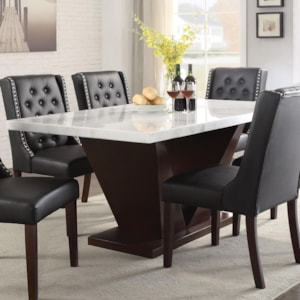 Acme Furniture Forbes 72120 Contemporary Dining Table With Marble Top Nassau Furniture And Mattress Dining Tables
