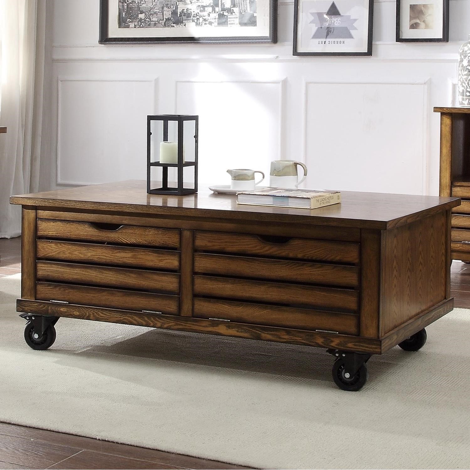 Acme Furniture Gabriella Transitional Coffee Table With Caster Wheel Leg A1 Furniture Mattress Cocktail Coffee Tables