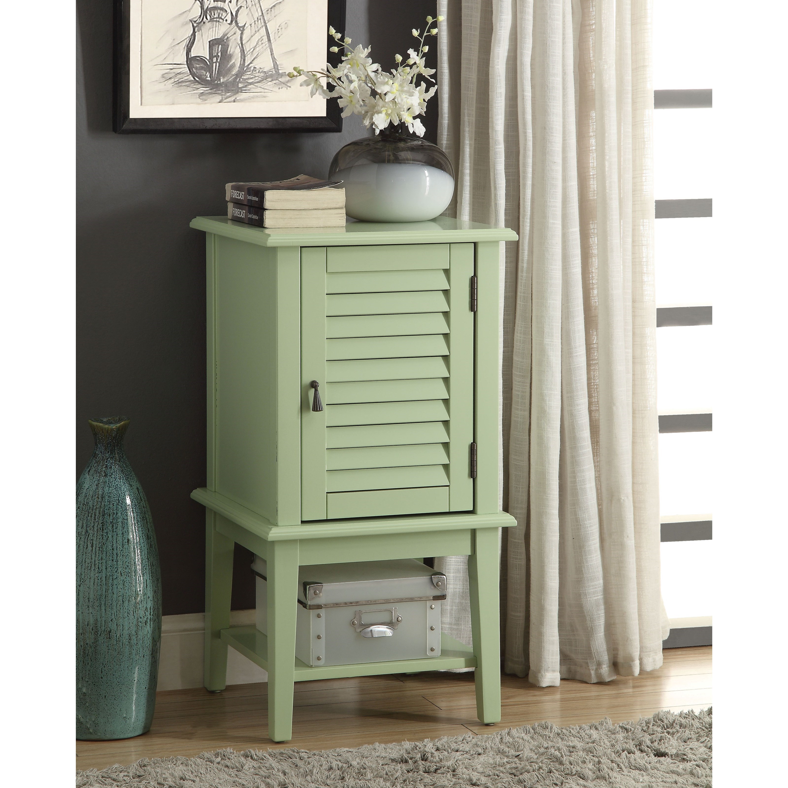 Acme Furniture Hilda Ii Contemporary Side Table Accent Cabinet With Shutter Door Rooms For Less Accent Chests
