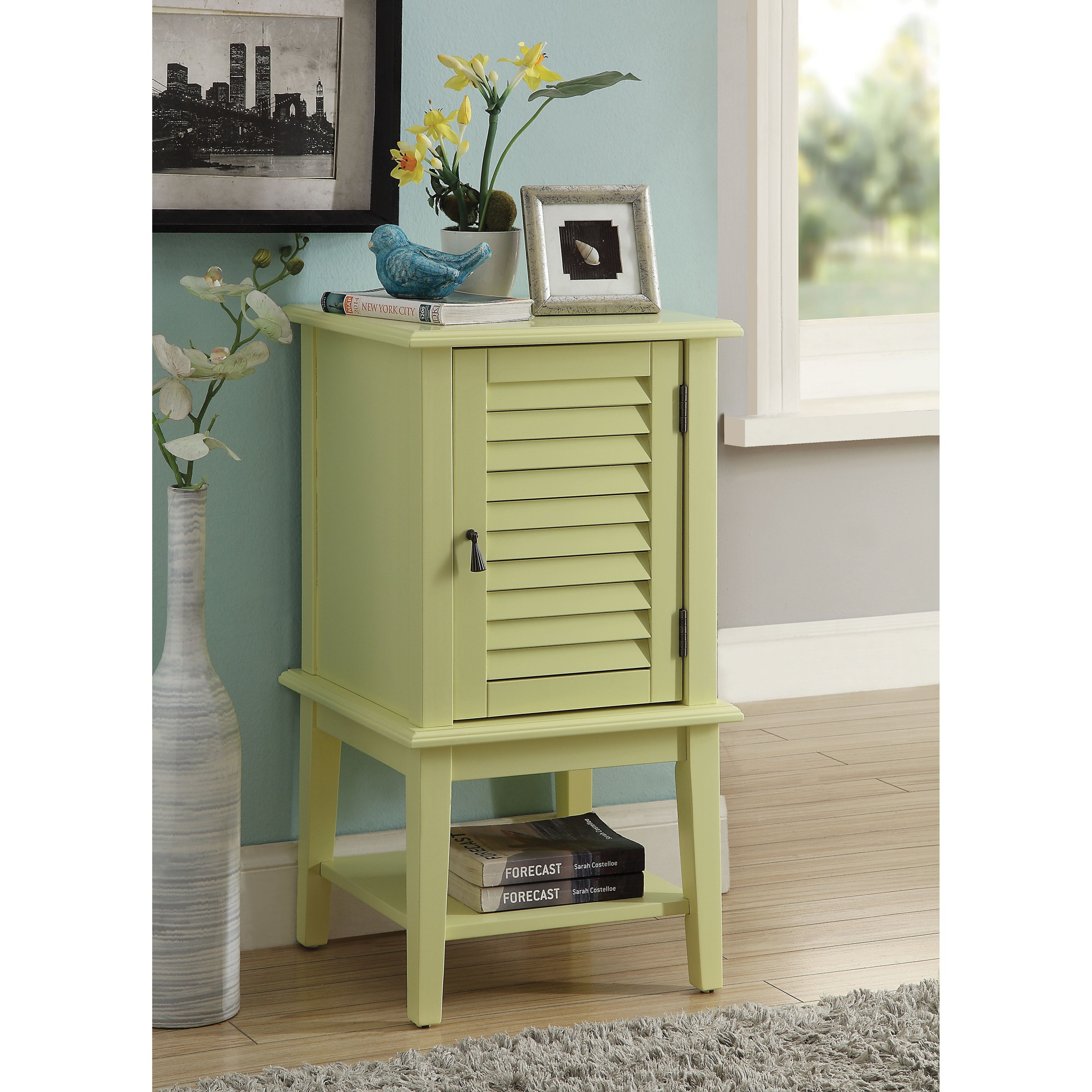 Acme Furniture Hilda Ii 97356 Contemporary Side Table Accent Cabinet With Shutter Door Del Sol Furniture Accent Chests