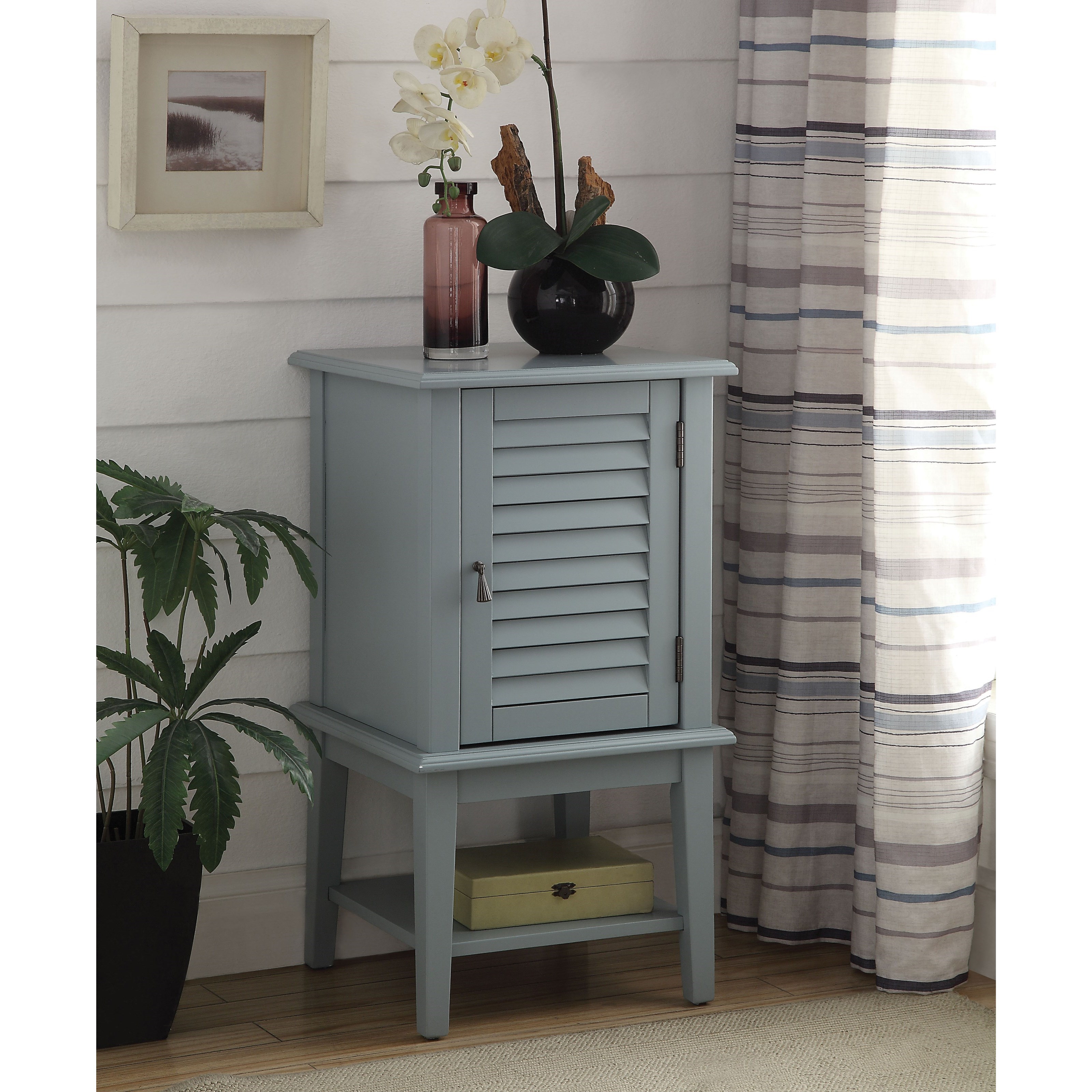Acme Furniture Hilda Ii Contemporary Side Table Accent Cabinet With Shutter Door Rooms For Less Accent Chests