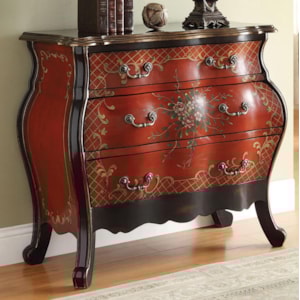 Acme Furniture Iden 90016 Cherry Bombay Chest With Painted Floral Design Del Sol Furniture Chest Of Drawers