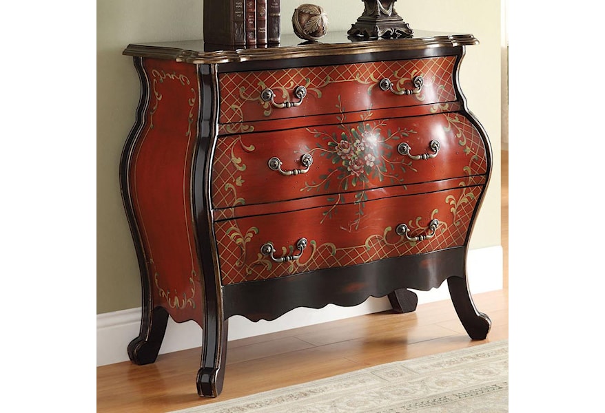 Acme Furniture Iden 90016 Cherry Bombay Chest With Painted Floral