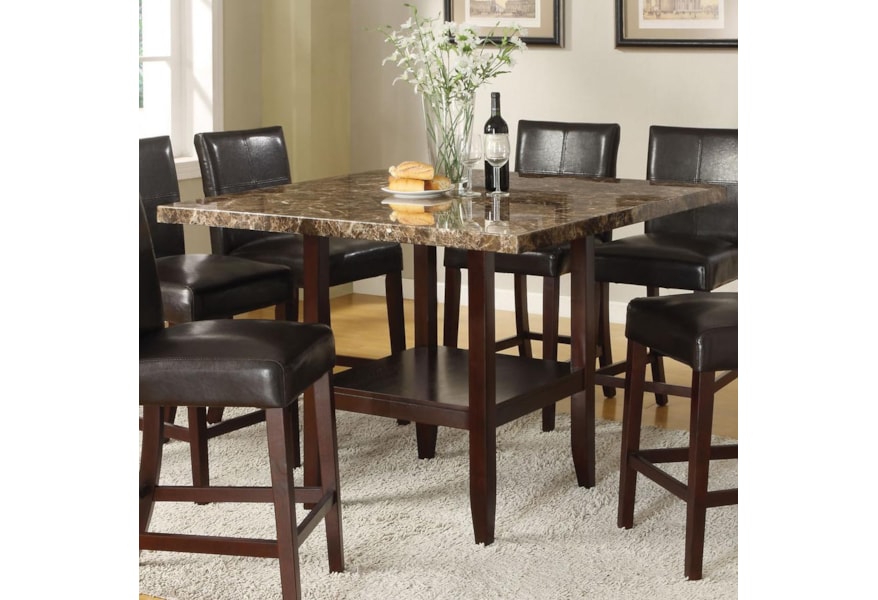 Acme Furniture Idris 70355 6x57 7 Piece Counter Height Dining Set With Square Pedestal Table Del Sol Furniture Pub Table And Stool Sets