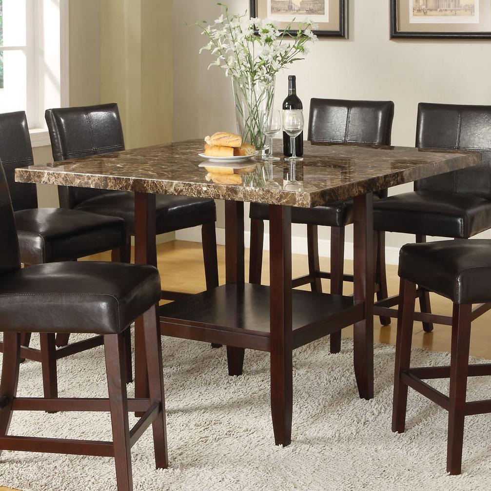 Acme Furniture Idris 70355 Faux Marble Counter Height Pedestal Table With Shelf Nassau Furniture And Mattress Pub Tables