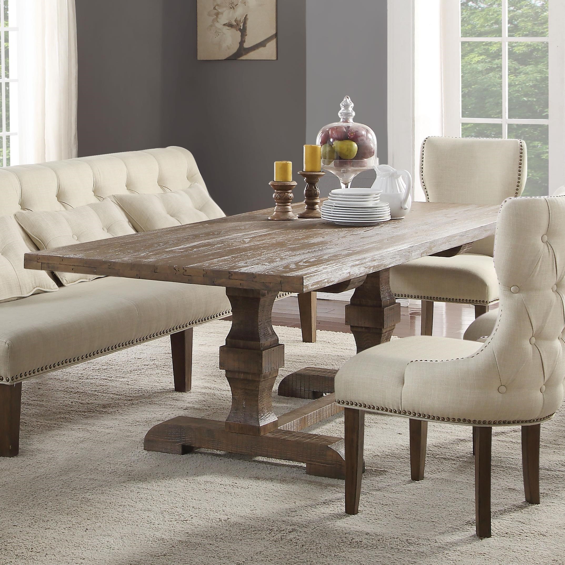 Acme Furniture Inverness Parker 66080 Vintage Farmhouse Trestle Dining Table Del Sol Furniture Dining Tables,Eq3 Eve Sofa