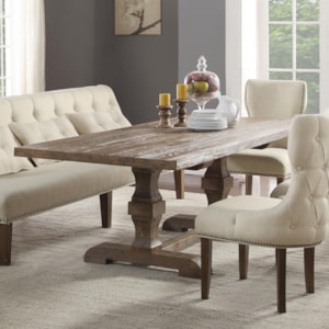 Acme Furniture Inverness Parker 66080 Vintage Farmhouse Trestle Dining Table Del Sol Furniture Dining Tables
