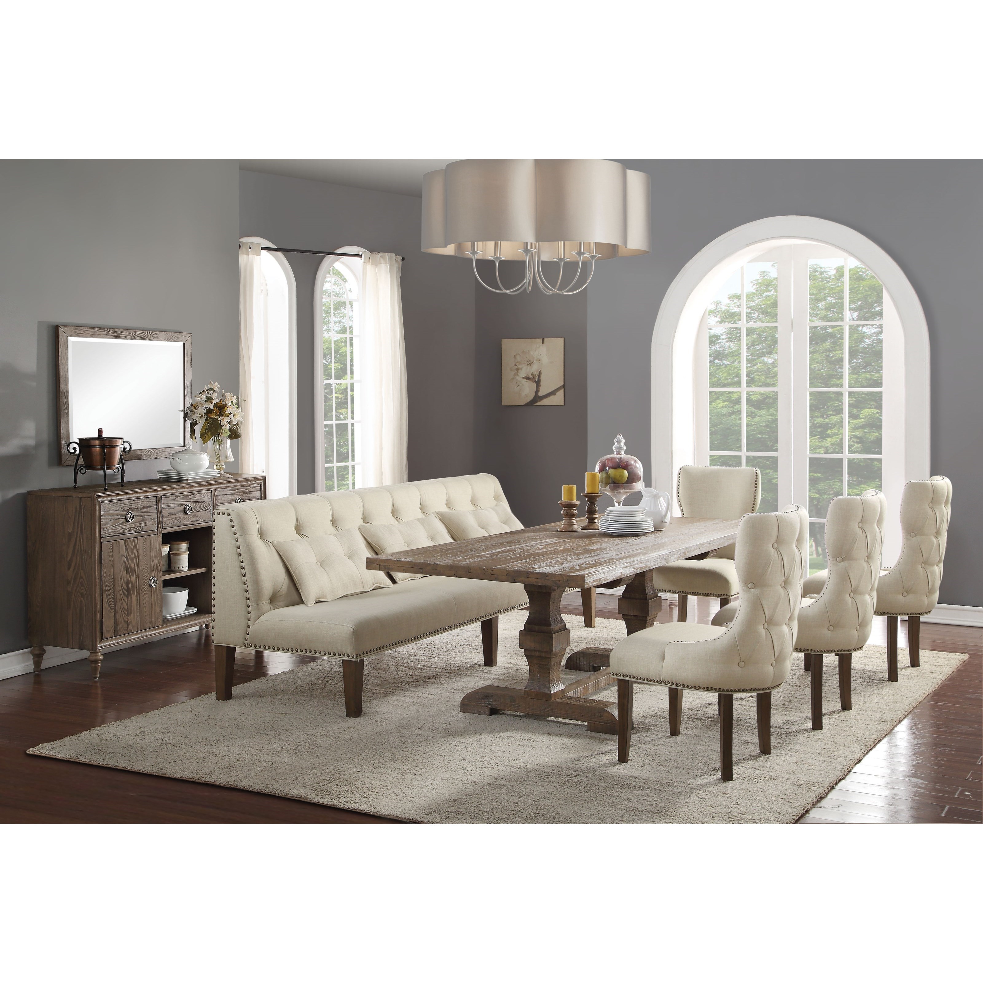 Acme Furniture Inverness Parker Upholstered Dining Host Chair With Nailheads And Tufted Back Rooms For Less Dining Side Chairs