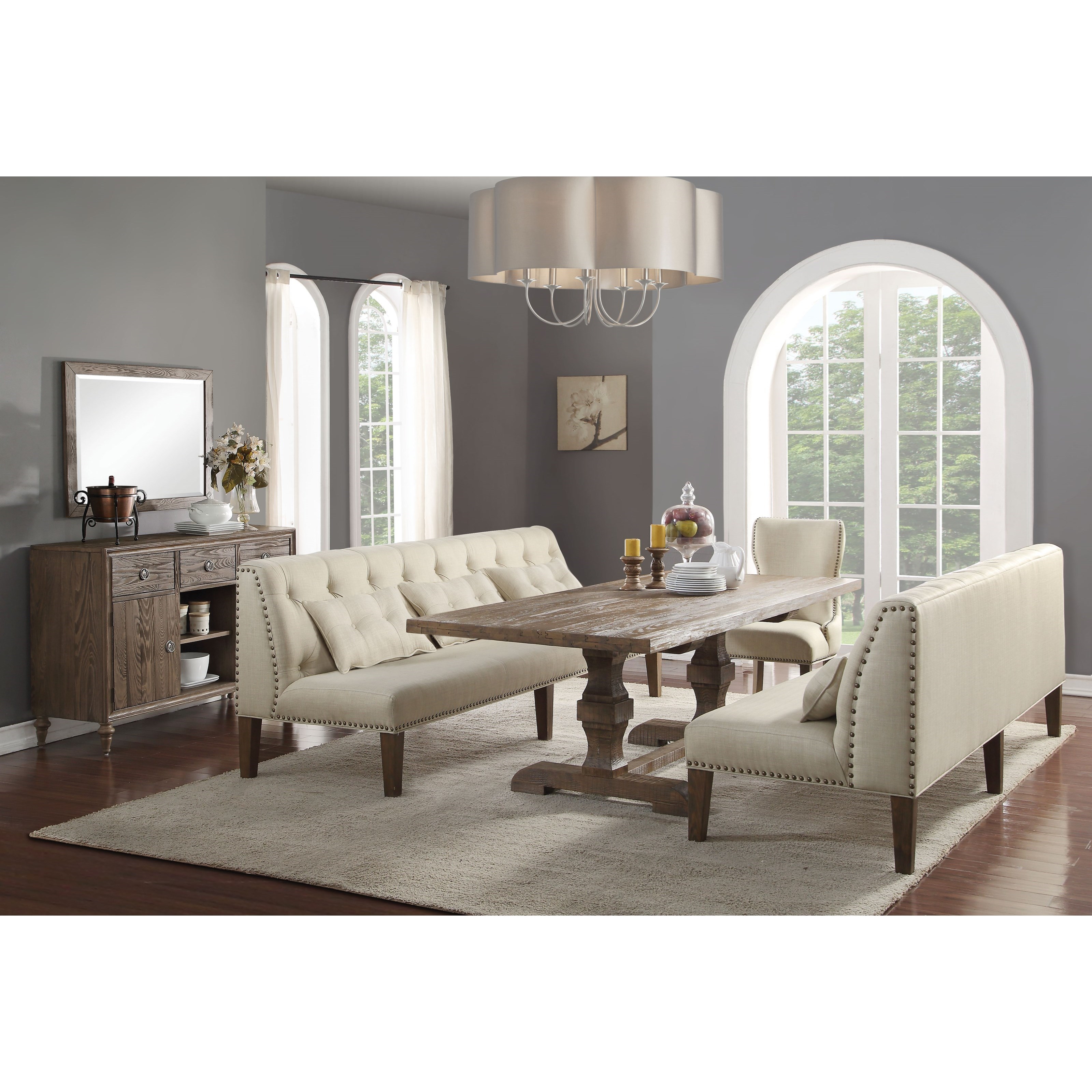 Acme Furniture Inverness Parker 66083 Upholstered 88 Inch Dining